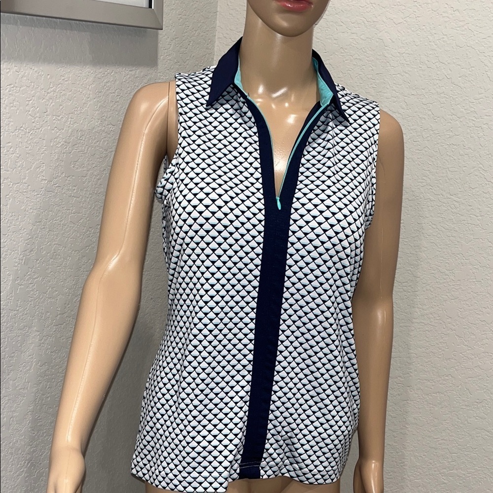 Sport Haley Sleeveless Navy, White & Teal Women's Top
